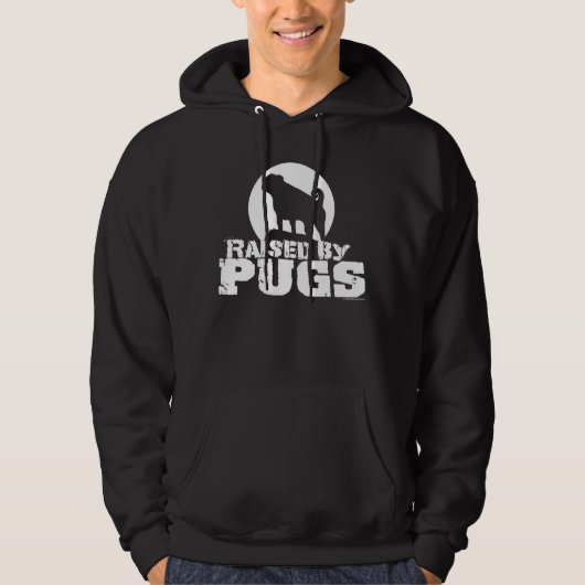 VERHOOGD DOOR PUGS Dark Hoodie (Voorkant)