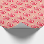 Verhoogd satijn hart - koraalroze cadeaupapier (Hoek)