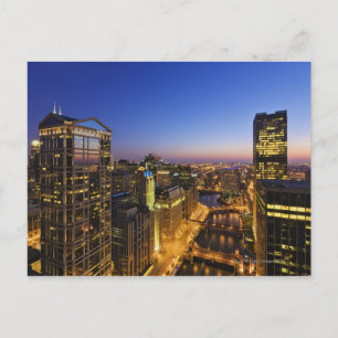 Verhoogd uitzicht, Chicago River Briefkaart