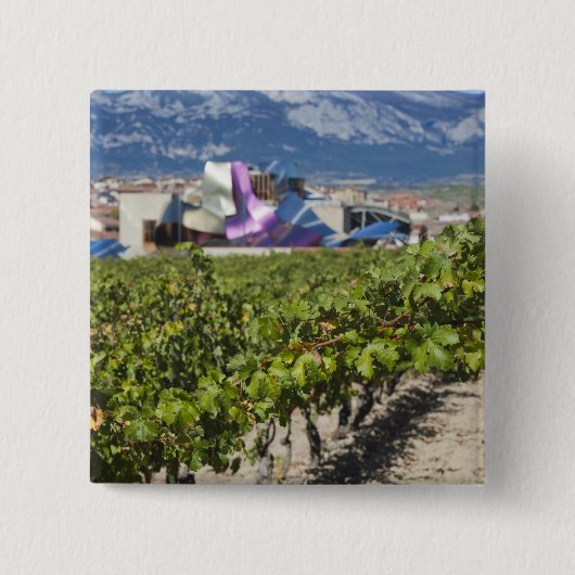 Verhoogd uitzicht en Hotel Marques de Riscal Vierkante Button 5,1 Cm (Voorkant)