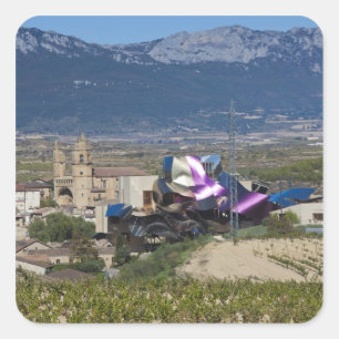 Verhoogd uitzicht en Hotel Marques de Riscal Vierkante Sticker