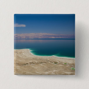 Verhoogd uitzicht op de Dode Zee Vierkante Button 5,1 Cm