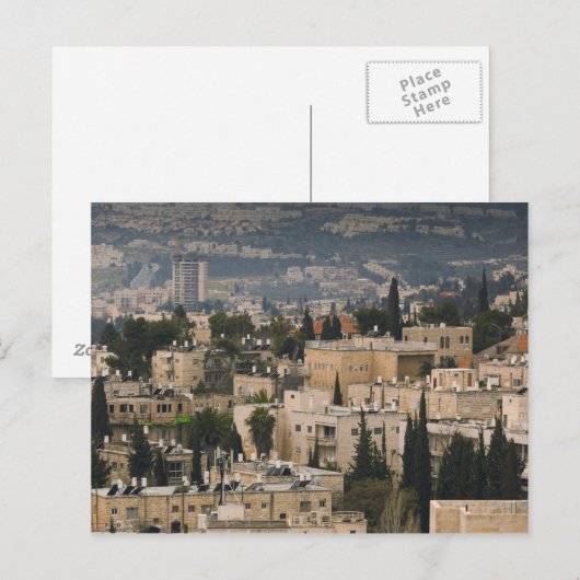 Verhoogd uitzicht van de stad Jerusalem YMCA-toren Briefkaart (Voorkant / Achterkant)