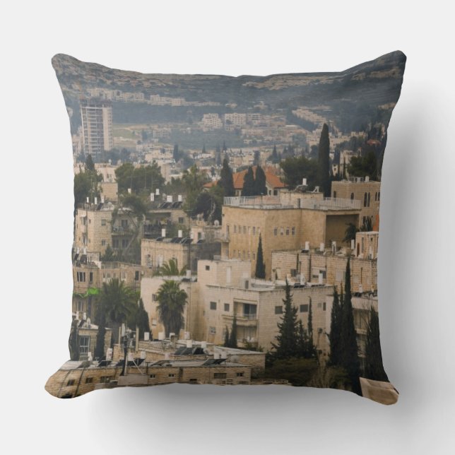 Verhoogd uitzicht van de stad Jerusalem YMCA-toren Kussen (Voorkant)