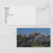 Verhoogd uitzicht van de stad met de kathedraal va visitekaartje (Voorkant / Achterkant)