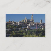 Verhoogd uitzicht van de stad met de kathedraal va visitekaartje (Achterkant)