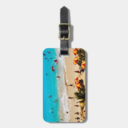 Verhoogd Uitzicht van de Waikiki-strand, Honolulu Bagagelabel (Voorkant verticaal)