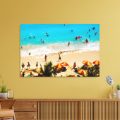 Verhoogd Uitzicht van de Waikiki-strand, Honolulu Canvas Afdruk (Insitu (Woonkamer))