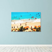 Verhoogd Uitzicht van de Waikiki-strand, Honolulu Canvas Afdruk (Insitu (Houten vloer))