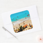 Verhoogd Uitzicht van de Waikiki-strand, Honolulu Vierkante Sticker (Envelop)