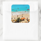 Verhoogd Uitzicht van de Waikiki-strand, Honolulu Vierkante Sticker (Tas)