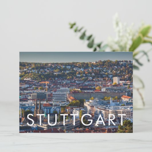 Verhoogd Uitzicht van Stuttgart Bedankkaart (Staand voorkant)
