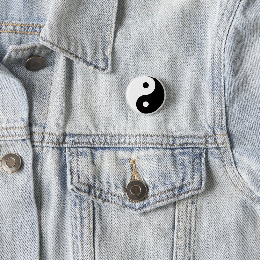 Verhoogd Yin/Yang-symbool Ronde Button 3,2 Cm (In situ)