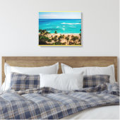 Verhoogd zicht op Waikiki Beach Scene, Honolulu 2 Canvas Afdruk (Insitu (Slaapkamer))