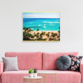 Verhoogd zicht op Waikiki Beach Scene, Honolulu 2 Canvas Afdruk (Insitu (Woonkamer))