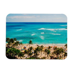 Verhoogd zicht op Waikiki Beach Scene, Honolulu 2 Magneet