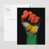 Verhoogde Glensvuist met Koerdische vlag Briefkaart (Voorkant / Achterkant)