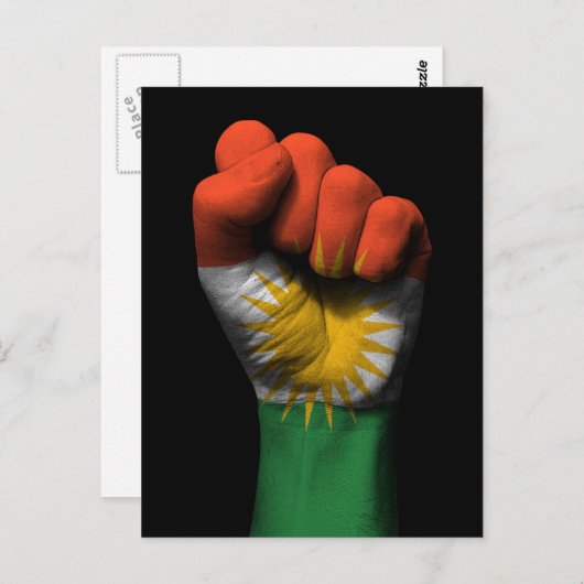 Verhoogde Glensvuist met Koerdische vlag Briefkaart (Voorkant / Achterkant)