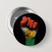 Verhoogde Glensvuist met Koerdische vlag Ronde Button 7,6 Cm (Voorkant /achterkant)