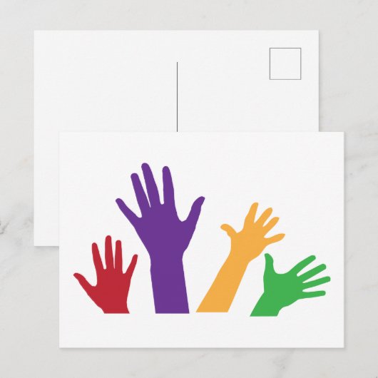 Verhoogde handen briefkaart (Voorkant / Achterkant)