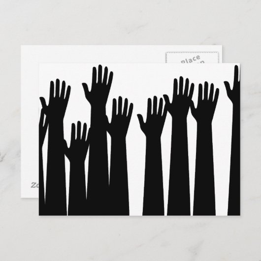 Verhoogde handen briefkaart (Voorkant / Achterkant)