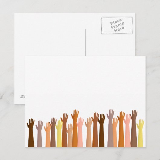 Verhoogde handen briefkaart (Voorkant / Achterkant)