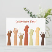 Verhoogde handen, feesttijd! kaart (Staand voorkant)