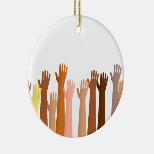 Verhoogde handen keramisch ornament (Rechts)