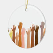 Verhoogde handen keramisch ornament (Links)