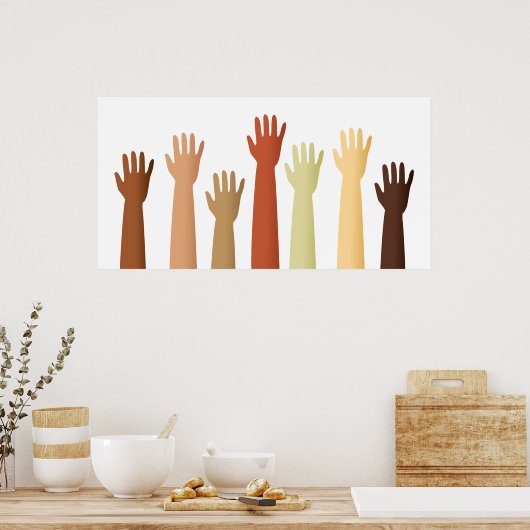 Verhoogde handen poster (Keuken)