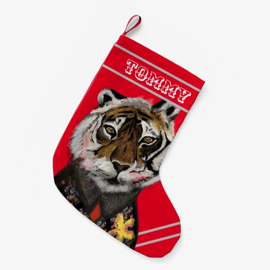 Verhoogde kerststooking in Tiger Kleine Kerstsok (Voorkant (Hangend))