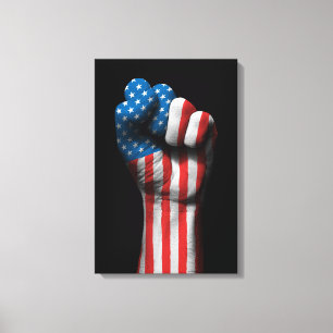 Verhoogde knelpunt met Amerikaanse vlag Canvas Afdruk
