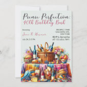 Verhoogde picknick kleurrijke 40e verjaardagsfeest kaart (Voorkant)