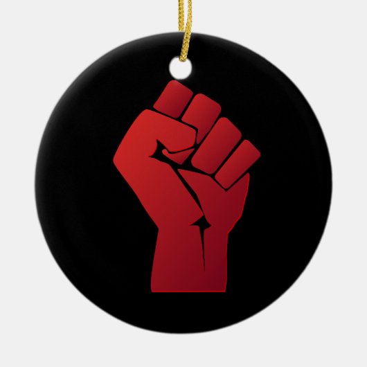 Verhoogde rode gradiëntvuist keramisch ornament (Voorkant)