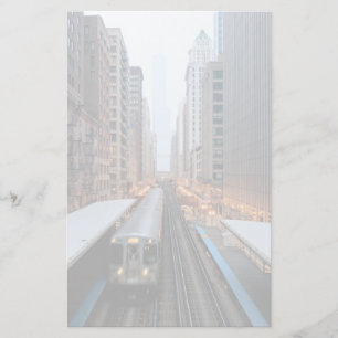 Verhoogde spoorweg in het centrum van Chicago over Briefpapier