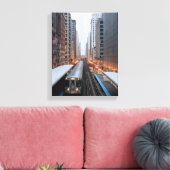 Verhoogde spoorweg in het centrum van Chicago over Canvas Afdruk (Insitu (Woonkamer))