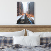 Verhoogde spoorweg in het centrum van Chicago over Canvas Afdruk (Insitu (Slaapkamer))