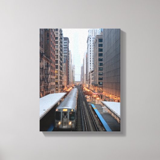 Verhoogde spoorweg in het centrum van Chicago over Canvas Afdruk (Voorkant)