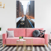 Verhoogde spoorweg in het centrum van Chicago over Canvas Afdruk (Insitu (Woonkamer))