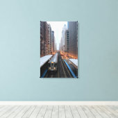 Verhoogde spoorweg in het centrum van Chicago over Canvas Afdruk (Insitu (Houten vloer))