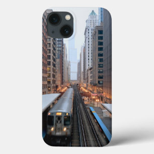 Verhoogde spoorweg in het centrum van Chicago over iPhone 13 Hoesje
