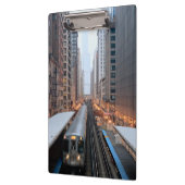 Verhoogde spoorweg in het centrum van Chicago over Klembord (Links)