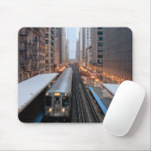 Verhoogde spoorweg in het centrum van Chicago over Muismat (Met muis)