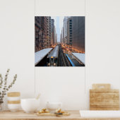 Verhoogde spoorweg in het centrum van Chicago over Poster (Keuken)