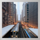 Verhoogde spoorweg in het centrum van Chicago over Poster (Voorkant)