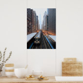 Verhoogde spoorweg in het centrum van Chicago over Poster (Keuken)