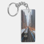 Verhoogde spoorweg in het centrum van Chicago over Sleutelhanger (Voorkant Links)