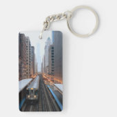 Verhoogde spoorweg in het centrum van Chicago over Sleutelhanger (achterkant)
