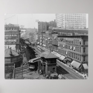 Verhoogde spoorweg Wabash Avenue Chicago Illinois Poster