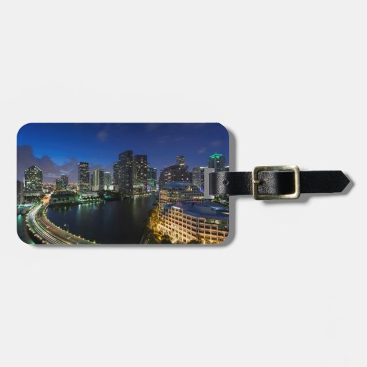 Verhoogde stadshemelijn vanaf Brickell Key Bagagelabel (Voorkant horizontaal)